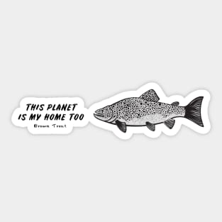 Brown Trout - This Planet Is My Home Too - light colors Sticker